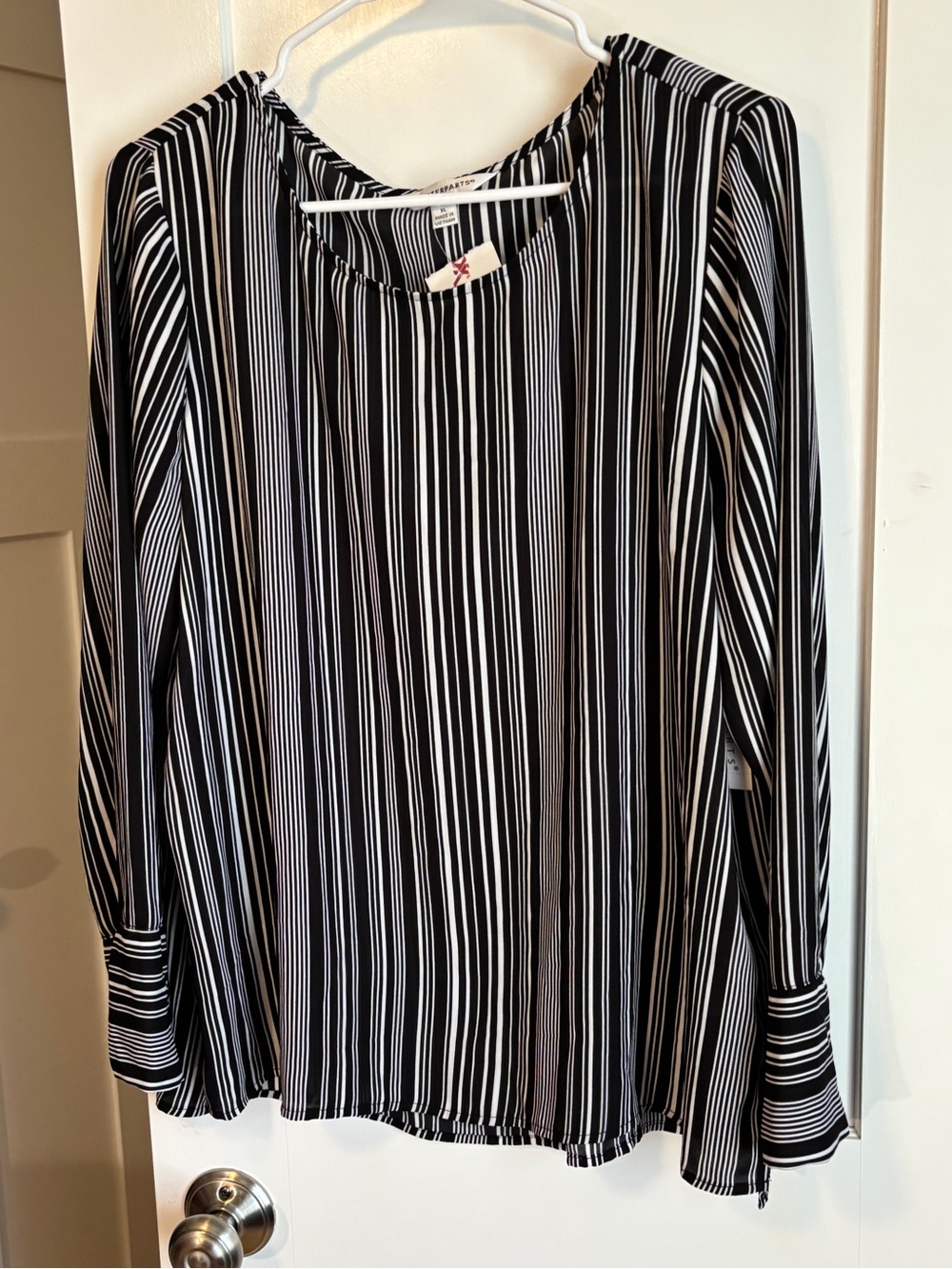 Counterparts Black & White Striped Scoop Neck Top